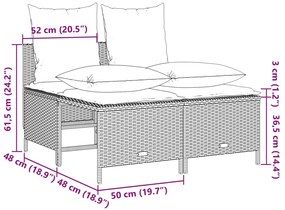 5 pcs conjunto de sofás p/ jardim com almofadões vime PE bege