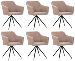 vidaXL Cadeiras de jantar giratórias 6 pcs tecido cinzento-acastanhado