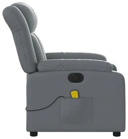 Poltrona de Massagens, Reclinável e Elétrica - Couro Artificial - Cinz