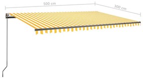 Toldo retrátil manual independente 500x300 cm amarelo e branco