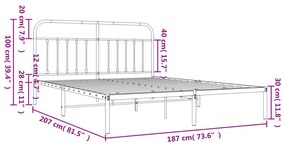 Estrutura de cama com cabeceira 180x200 cm metal branco