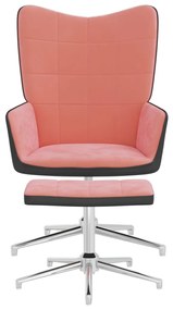 Cadeira de descanso com banco PVC e veludo rosa