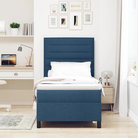 Cama Box Spring com Colchão Azul 90x200 cm Tecido
