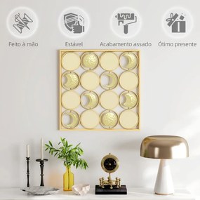 Decoração de Parede Metálica de Fases Lunares 67,9x67,9 cm com 16 Discos para Sala Quarto Corredor Dourado