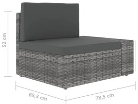 5 pcs conjunto lounge de jardim c/ almofadões vime PE cinzento