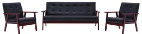 Conjunto de sofás 3 pcs couro artificial preto