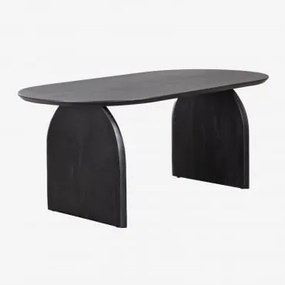 Mesa De Jantar Oval Em Madeira De Acácia (200x100 Cm) Bedum Preto Claro - Sklum