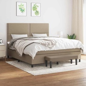 vidaXL Cama com molas/colchão 180x200 cm tecido castanho-acinzentado
