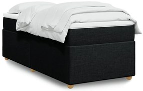vidaXL Cama com molas/colchão 100x200 cm tecido preto