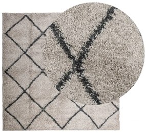Tapete shaggy de pelo alto PAMPLONA 160x160 cm bege e antracite