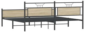 Estrutura de cama sem colchão 200x200cm metal carvalho sonoma