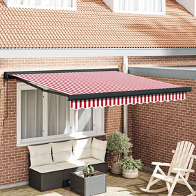 vidaXL Toldo Vermelho e Branco 300 x 250 cm Poliéster e Alumínio