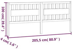 Cabeceira de cama 205,5x4x100 cm pinho maciço preto