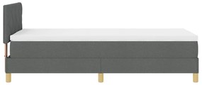 Cama Box Spring com Colchão &amp; LED Cinza Escuro 90x200 cm Tecido