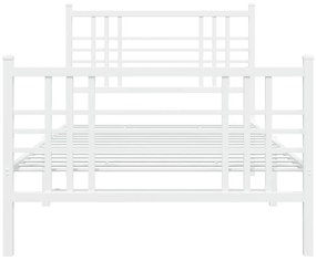 Estrutura de cama com cabeceira e pés 90x190 cm metal branco