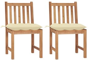 vidaXL Cadeiras de jardim c/ almofadões 2 pcs madeira de teca maciça