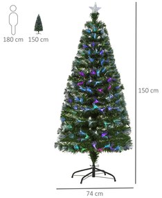 HOMCOM Árvore de Natal Artificial 150cm com 180 Ramos Luzes LED de Múl