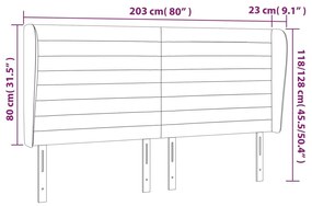 Cabeceira cama c/ abas tecido 203x23x118/128 cm cinzento-claro