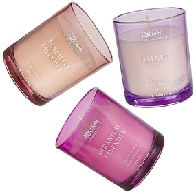 Conjunto de 3 velas perfumadas em cera de soja lavanda/alecrim/lavanda gerânio SHEER JOY Beliani