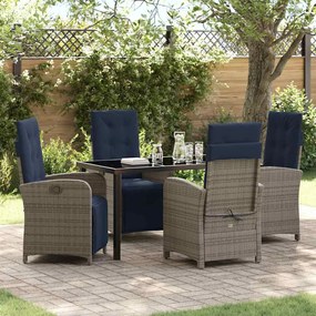 Conjunto de Jantar de Jardim com 5 Peças em Rattan Sintético Cinza