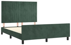 Estrutura de cama c/ cabeceira 140x190 cm veludo verde-escuro