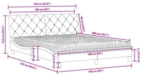 Cama com colchão 160x200 cm veludo cinzento-claro