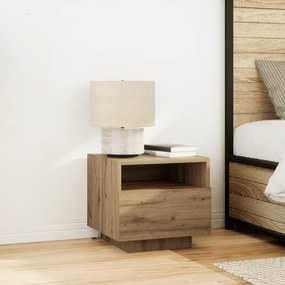 Criado-mudo vidaXL com Luzes LED Carvalho Artesanal 40x39x37 cm