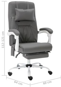 Cadeira escritório c/ função massagem couro artificial cinzento