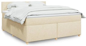 vidaXL Cama com molas/colchão 180x200 cm tecido cor creme