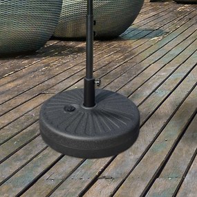 Outsunny Base de Chapéu de Sol de Jardim Recarregável de Água 22kg Suporte de Chapéu de Sol Redondo para Mastros de 38mm/48mm Portátil para Terraço Pátio Ø51x28cm Preto