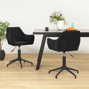 vidaXL Cadeiras de jantar giratórias 2 pcs veludo preto