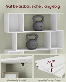 Estante em forma de S com 5 prateleiras abertas 24 x 90 x 159 cm Branco