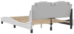 Estrutura cama c/ cabeceira 140x200 cm couro artificial branco