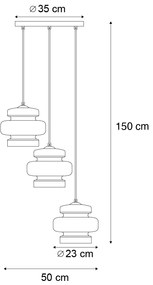Candeeiro suspenso retro preto com vidro laranja 3 luzes - Denise Retro