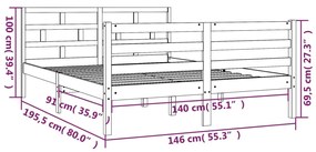 Estrutura de cama 140x190 cm madeira de pinho maciça branco