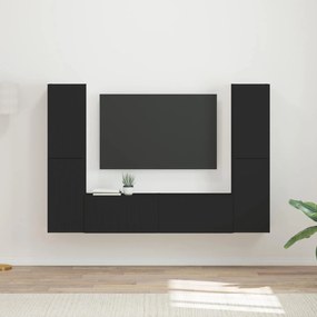 vidaXL Conjunto de móvel de TV 6 pcs Preto Madeira processada