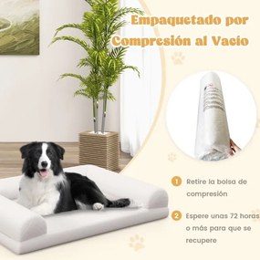 Cama ortopédica para cães  90 x 69 x 18 cm com almofada em 3 lados Capa removível e lavável Base antiderrapante Bege