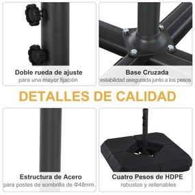 Base para Chapéu de Sol com Pesos Recarregáveis com Água ou Areia 15L