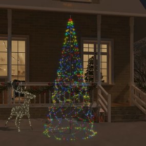343541 vidaXL Árvore de Natal mastro de bandeira 500 LEDs 300 cm colorido