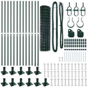 Cerca Europeia com 13 Postes Flangados 0.8x25 m Aço Galvanizado