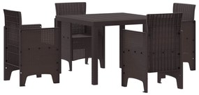 vidaXL Conjunto de Jantar para Jardim 5 pcs Castanho Rattan Polt