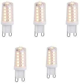 Conjunto de 5 lâmpadas LED G9 reguláveis 3W 250lm 3000K