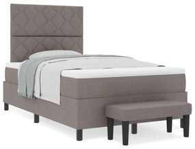 Cama Box Spring com colchão e banco taupe 120x190 cm Tecido
