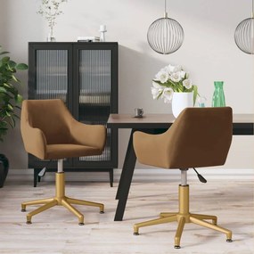 vidaXL Cadeiras de jantar giratórias 2 pcs veludo castanho