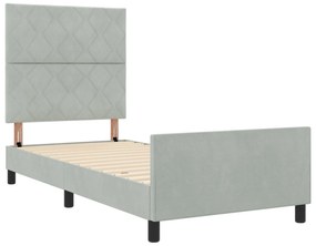 Estrutura de Cama vidaXL Cinza Claro 90x190 cm Veludo