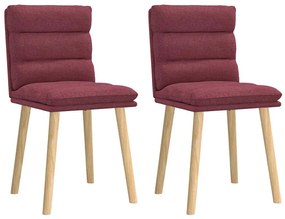 Cadeiras de jantar 2 pcs tecido vermelho tinto