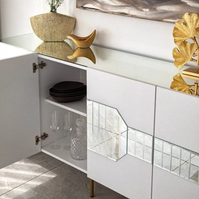 Console Milan – Branco/Dourado – 180 x 80 x 40 cm