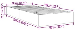 Otomano Bed Frame No Colchão Preto 90x200 cm Veludo