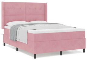 Cama Box Spring com Colchão Rosa 140x190 cm Veludo