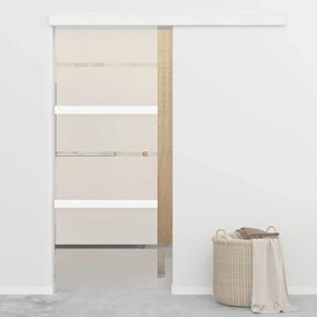 vidaXL Porta deslizante em vidro ESG e alumínio 76x212 cm prateado